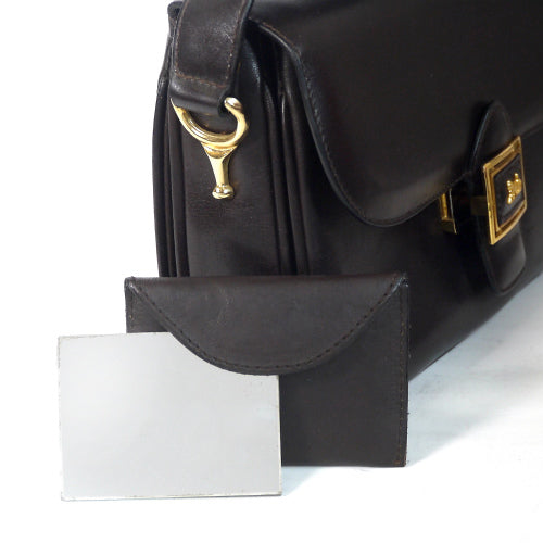 Old Celine 馬車金具ショルダー（茶・総皮・鏡付）