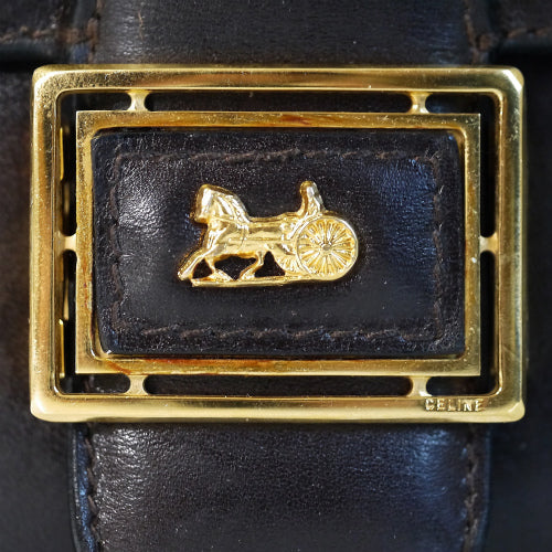 Old Celine 馬車金具ショルダー（茶・総皮・鏡付）