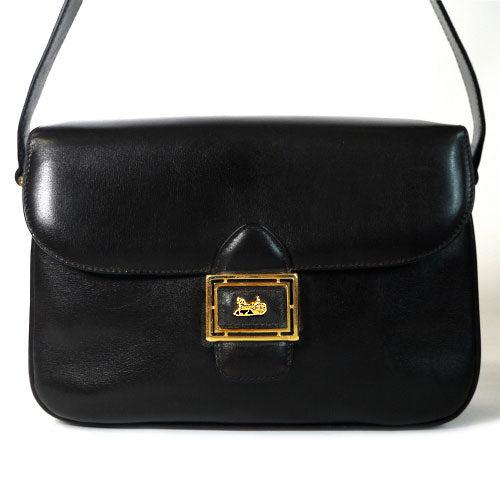 Old Celine 馬車金具ショルダー（茶・総皮・鏡付）