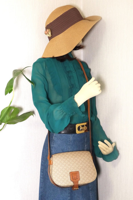 Old Celine マカダム柄 ポシェット（キャメル）