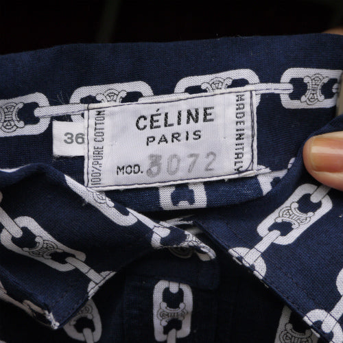 OLD CELINE　マカダムチェーン柄　半袖ブラウス