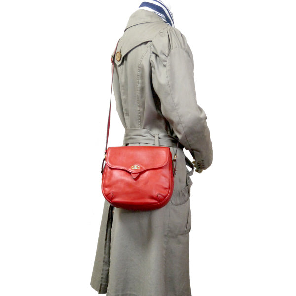 OLD CELINE　マカダムロゴ総革ミニポシェット（赤）