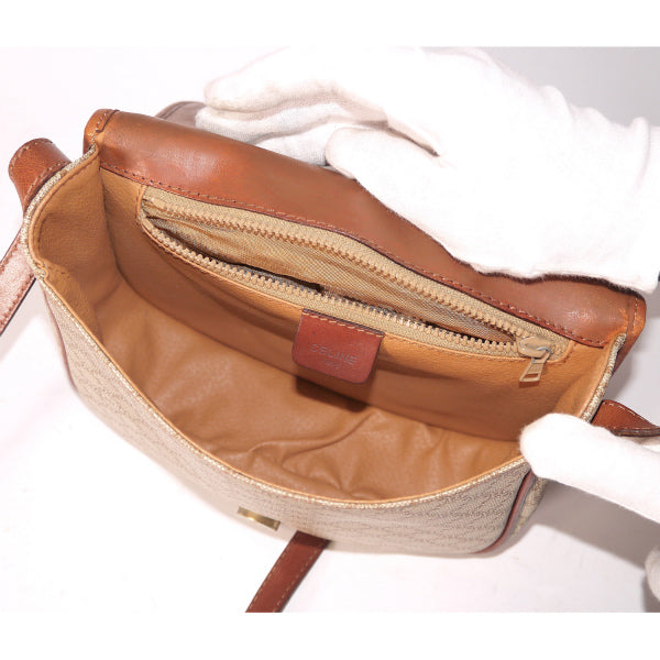 Old Celine マカダム柄斜めがけミニポシェット（ベージュ）