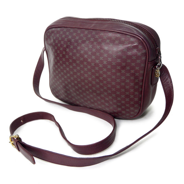 OLD CELINE　レトロ!マカダム柄ロゴ金具ショルダー（ボルドー）