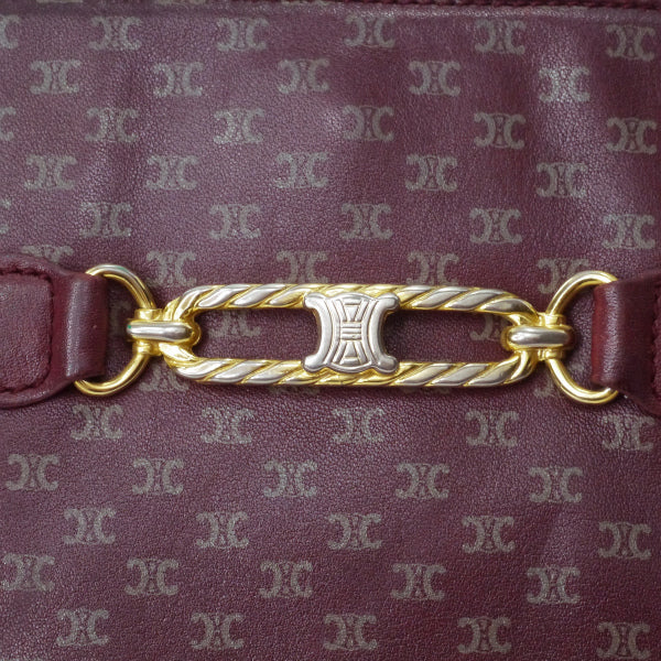 OLD CELINE　レトロ!マカダム柄ロゴ金具ショルダー（ボルドー）