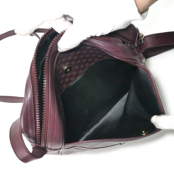 OLD CELINE　レトロ!マカダム柄ロゴ金具ショルダー（ボルドー）
