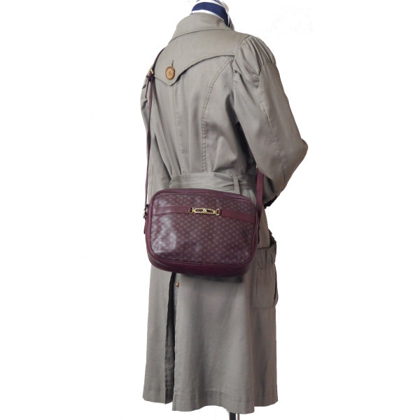 OLD CELINE　レトロ!マカダム柄ロゴ金具ショルダー（ボルドー）