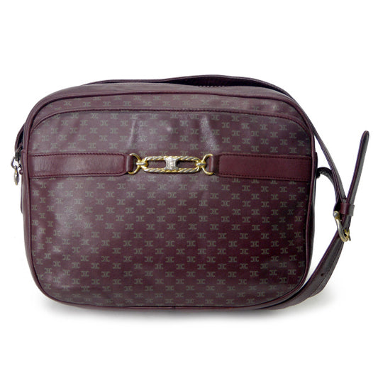 OLD CELINE　レトロ!マカダム柄ロゴ金具ショルダー（ボルドー）