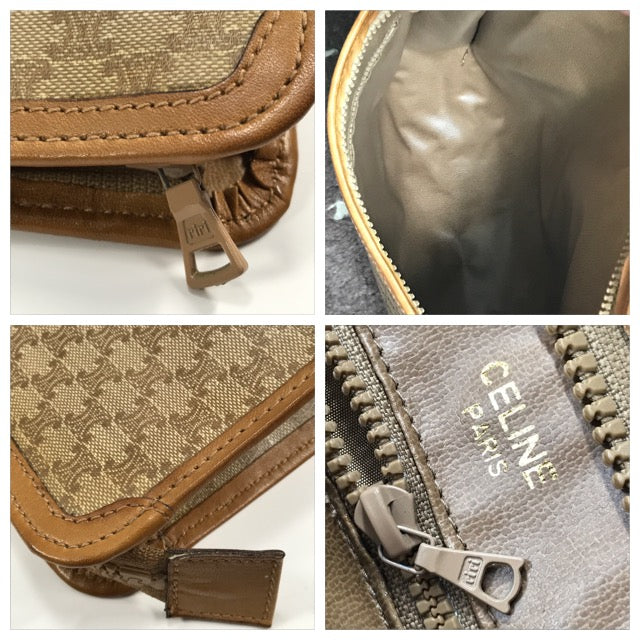 Old Celineマカダム柄セカンドバッグ（ベージュ）