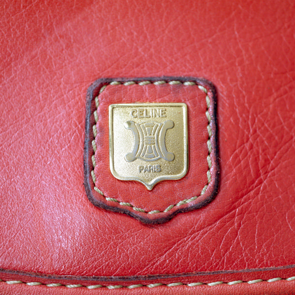 OLD CELINE　ロゴ金具ミニレザーポシェット（赤）