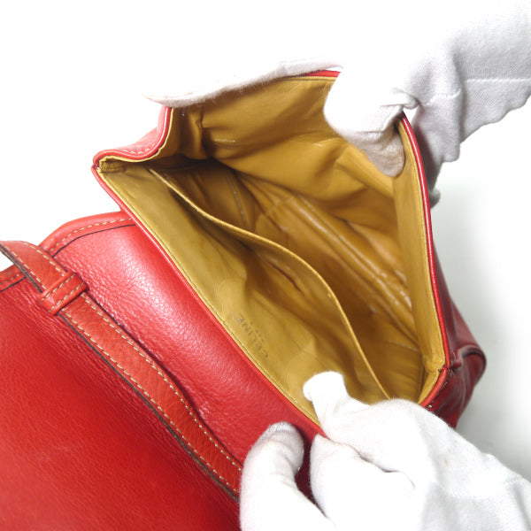 OLD CELINE　ロゴ金具ミニレザーポシェット（赤）