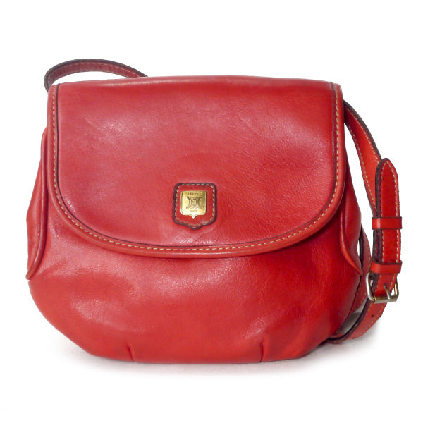 OLD CELINE　ロゴ金具ミニレザーポシェット（赤）