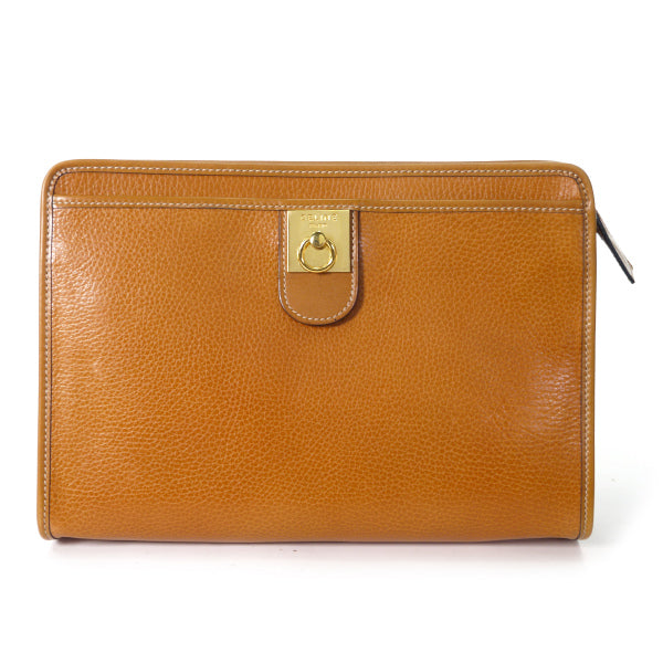 OLD CELINE　型押しレザー クラッチバッグ（キャメル）