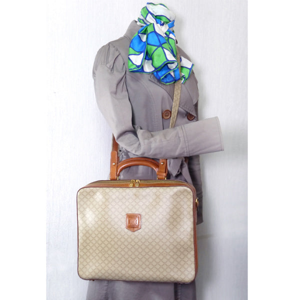 OLD CELINE マカダム柄ショルダー付ブリーフケース（ベージュ）