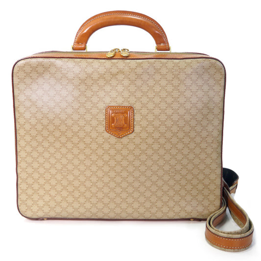 OLD CELINE マカダム柄ショルダー付ブリーフケース（ベージュ）