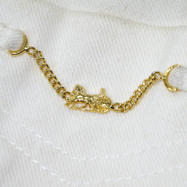 OLD CELINE　馬車チェーン付フレアデニムスカート（白）