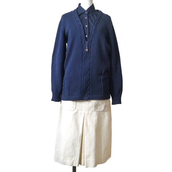 OLD CELINE　Vネックファスナー春カーディガン（紺）