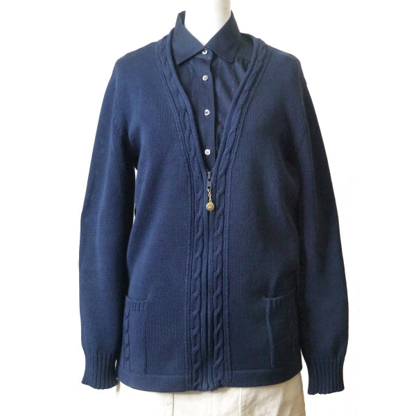 OLD CELINE　Vネックファスナー春カーディガン（紺）