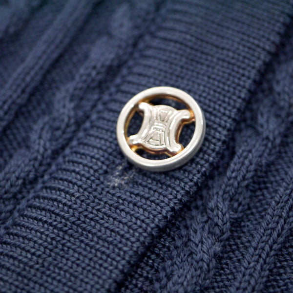 OLD CELINE　マカダムボタン×チェーン薄手ケーブルベスト（紺）