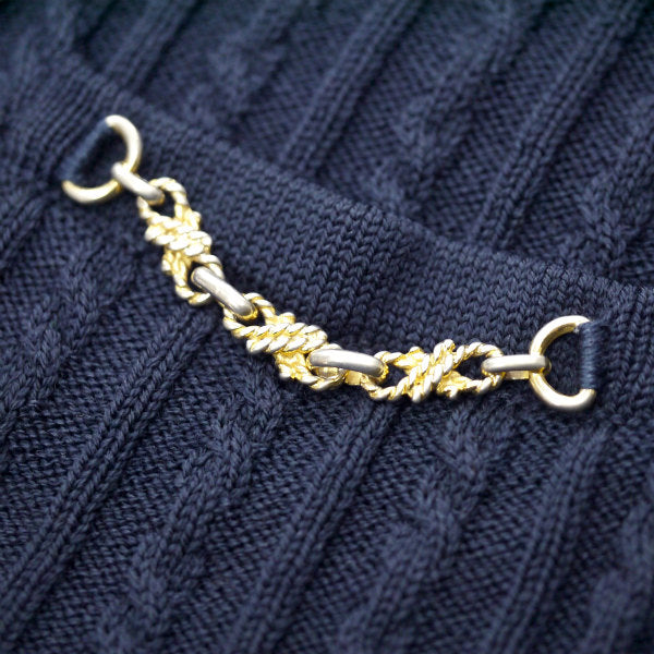 OLD CELINE　マカダムボタン×チェーン薄手ケーブルベスト（紺）