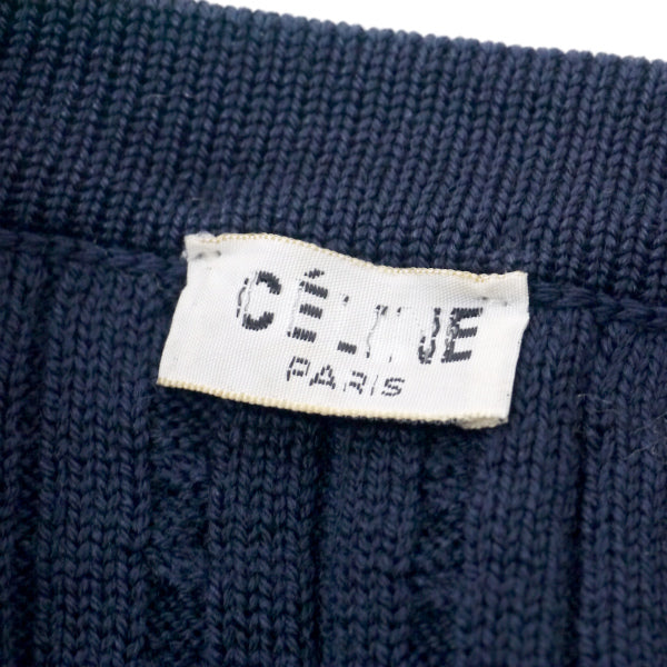 OLD CELINE　マカダムボタン×チェーン薄手ケーブルベスト（紺）