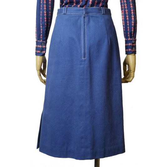 OLD CELINE　ロゴプレート付セミフレアデニムスカート（ブルー）