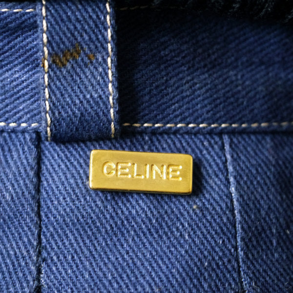 OLD CELINE　ロゴプレート付セミフレアデニムスカート（ブルー）