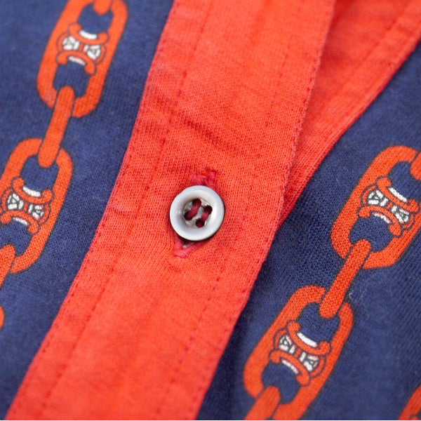 OLD CELINE　レア!!マカダムチェーン柄ポロシャツ（紺＆赤系）