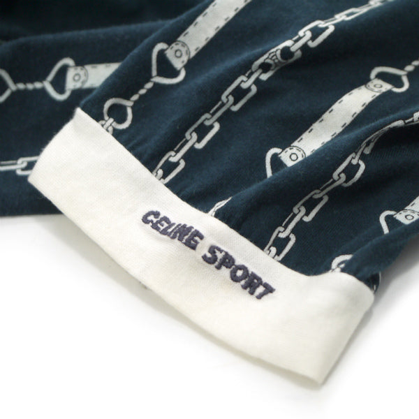 OLD CELINE　ベルトチェーン柄ポロシャツ（紺系）