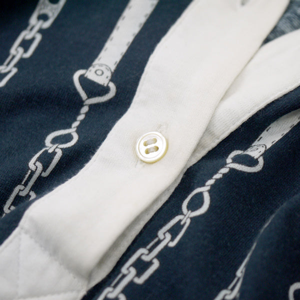 OLD CELINE　ベルトチェーン柄ポロシャツ（紺系）