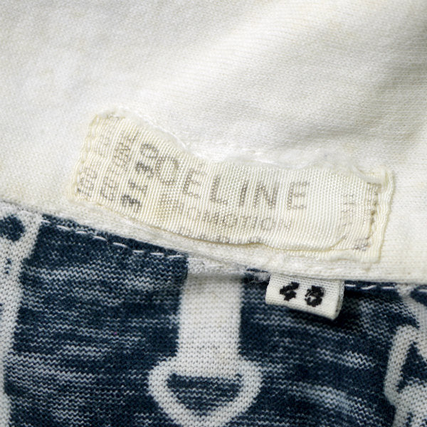 OLD CELINE　ベルトチェーン柄ポロシャツ（紺系）