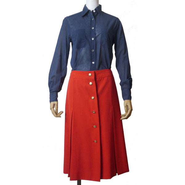 OLD CELINE　マカダム同色刺繍シースルーブラウス（紺）