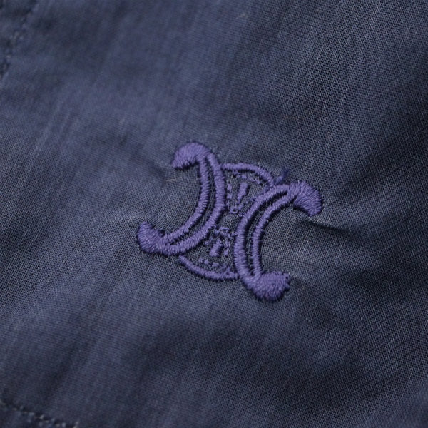 OLD CELINE　マカダム同色刺繍シースルーブラウス（紺）