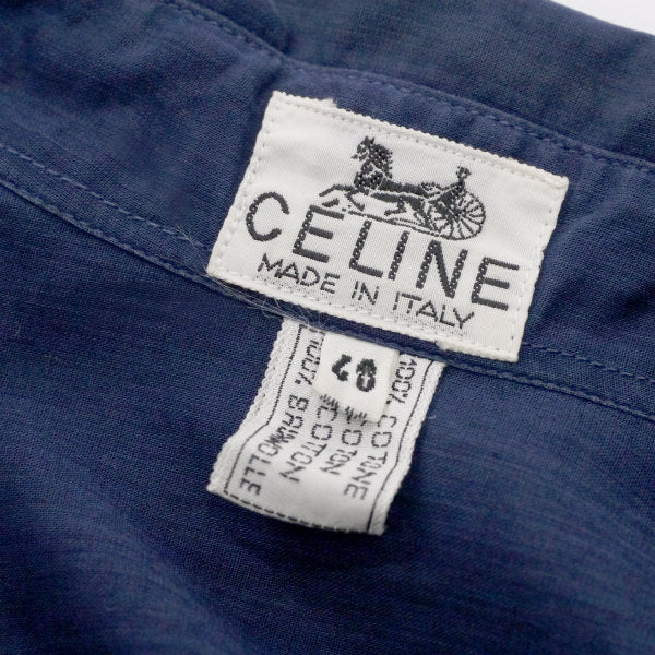 OLD CELINE　マカダム同色刺繍シースルーブラウス（紺）
