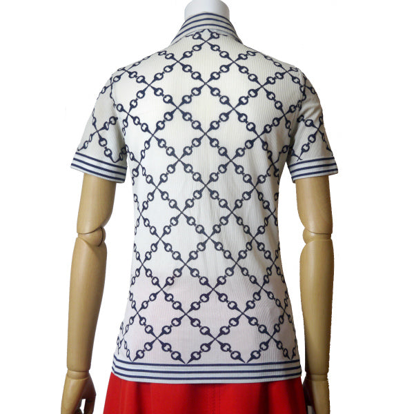 OLD CELINE　ビットチェーン柄半袖シャツ（白系）