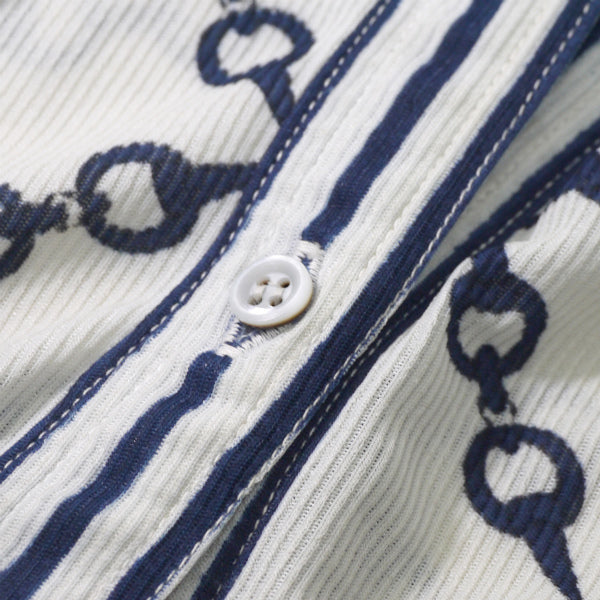 OLD CELINE　ビットチェーン柄半袖シャツ（白系）