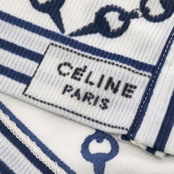 OLD CELINE　ビットチェーン柄半袖シャツ（白系）
