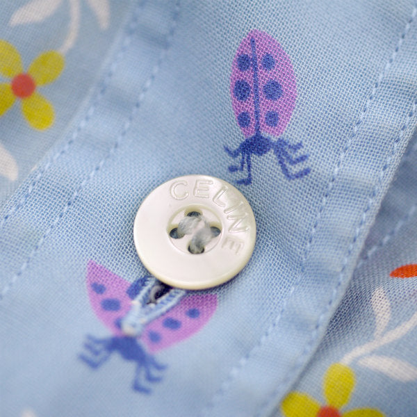 OLD CELINE　レア!!フラワー柄レトロ半袖ブラウス（水色）