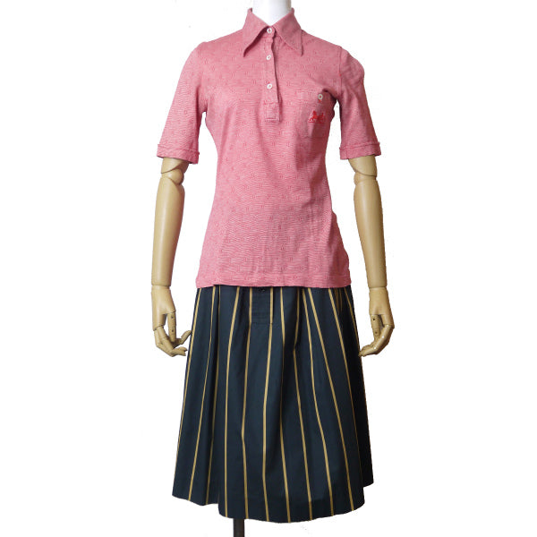 OLD CELINE　レア!!同色刺繍マカダム柄ポロシャツ（赤）