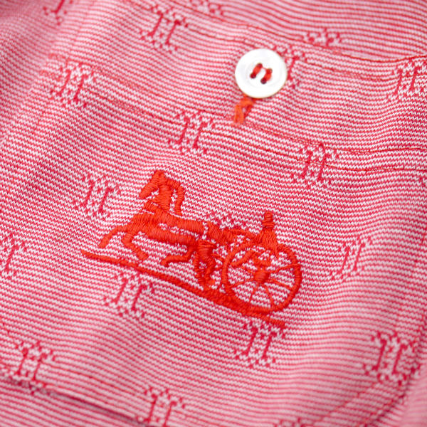 OLD CELINE　レア!!同色刺繍マカダム柄ポロシャツ（赤）