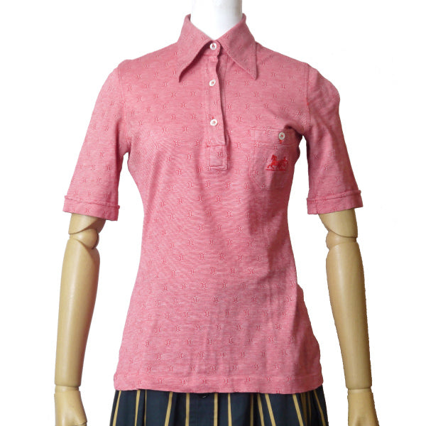 OLD CELINE　レア!!同色刺繍マカダム柄ポロシャツ（赤）