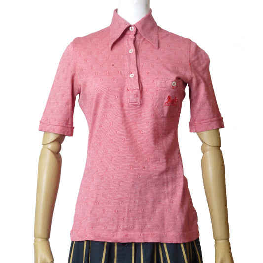 OLD CELINE　レア!!同色刺繍マカダム柄ポロシャツ（赤）