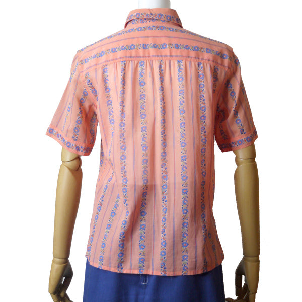 OLD CELINE　レア!!フラワー柄レトロ半袖ブラウス（ピンク）