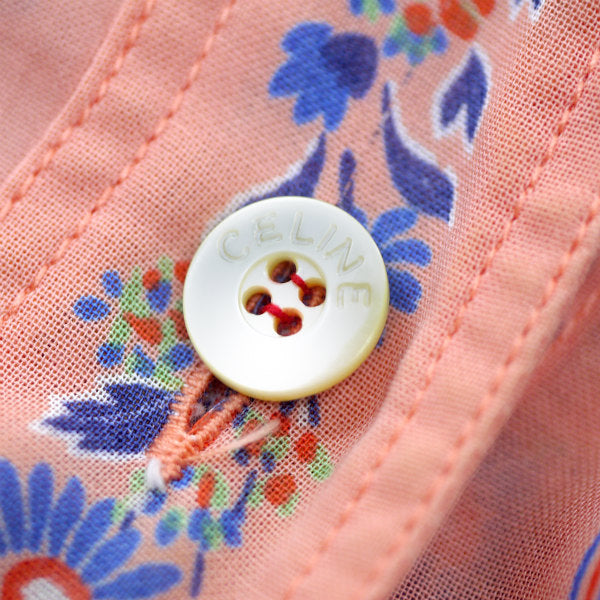 OLD CELINE　レア!!フラワー柄レトロ半袖ブラウス（ピンク）