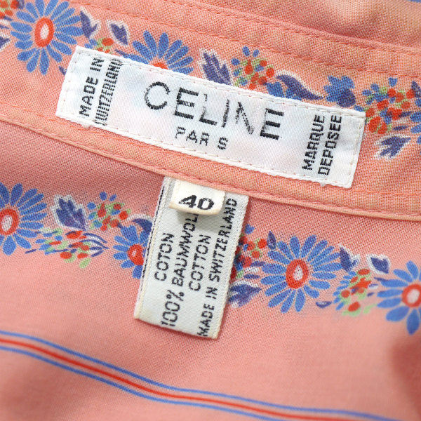 OLD CELINE　レア!!フラワー柄レトロ半袖ブラウス（ピンク）