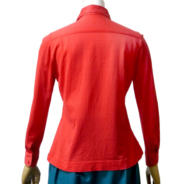 OLD CELINE　馬車刺繍 透かし織りリブブラウス（赤）