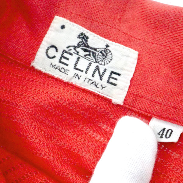 OLD CELINE　馬車刺繍 透かし織りリブブラウス（赤）