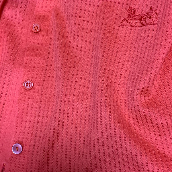 OLD CELINE　馬車刺繍 透かし織りリブブラウス（赤）