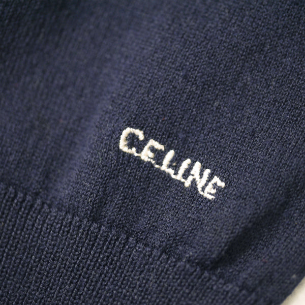 OLD CELINE　袖ロゴVネックウールニット（紺）