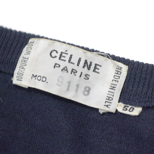 OLD CELINE　袖ロゴVネックウールニット（紺）